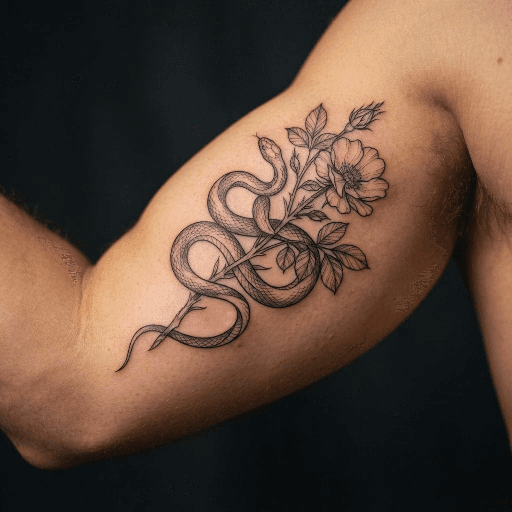 Minimalist linework tattoo